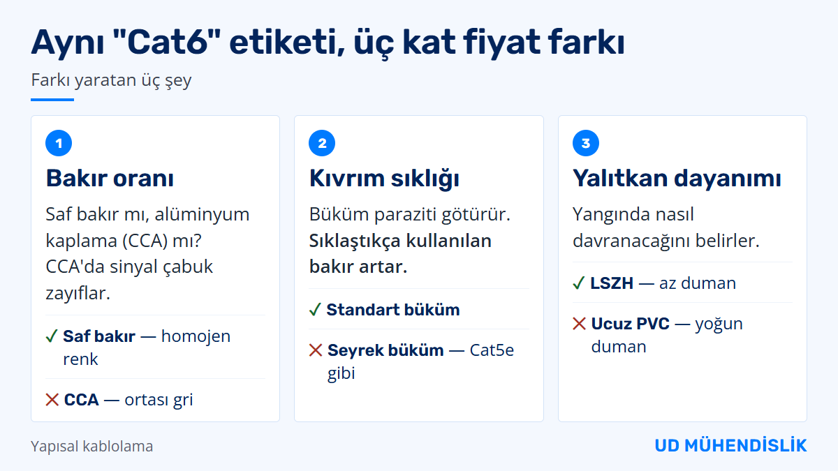 Cat6 kablolarda fiyat farkını belirleyen üç etken